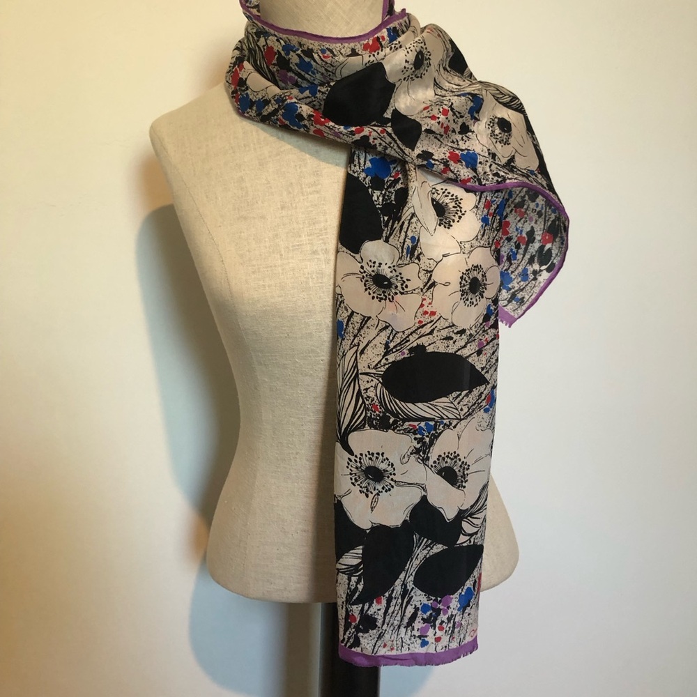 Vintage Oscar De La Renta Silk Floral Scarf